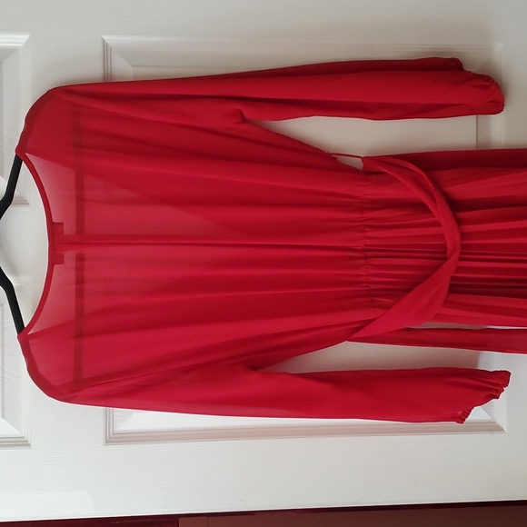 Lady in Red Pleated Dress, Size XL - Picture 10 of 15